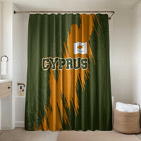 Cyprus Bathroom Set with Green Orange Brushstroke Design and National Emblem - Wonder Print Shop