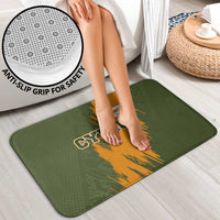 Cyprus Bathroom Set with Green Orange Brushstroke Design and National Emblem - Wonder Print Shop