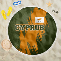 Cyprus Beach Blanket with Green Orange Brushstroke Design and National Emblem - Wonder Print Shop