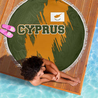 Cyprus Beach Blanket with Green Orange Brushstroke Design and National Emblem - Wonder Print Shop