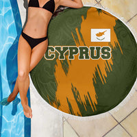 Cyprus Beach Blanket with Green Orange Brushstroke Design and National Emblem - Wonder Print Shop