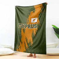 Cyprus Blanket with Green Orange Brushstroke Design and National Emblem - Wonder Print Shop
