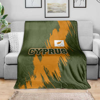 Cyprus Blanket with Green Orange Brushstroke Design and National Emblem - Wonder Print Shop