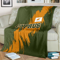 Cyprus Blanket with Green Orange Brushstroke Design and National Emblem - Wonder Print Shop