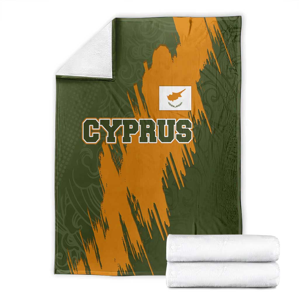 Cyprus Blanket with Green Orange Brushstroke Design and National Emblem - Wonder Print Shop