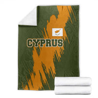 Cyprus Blanket with Green Orange Brushstroke Design and National Emblem - Wonder Print Shop
