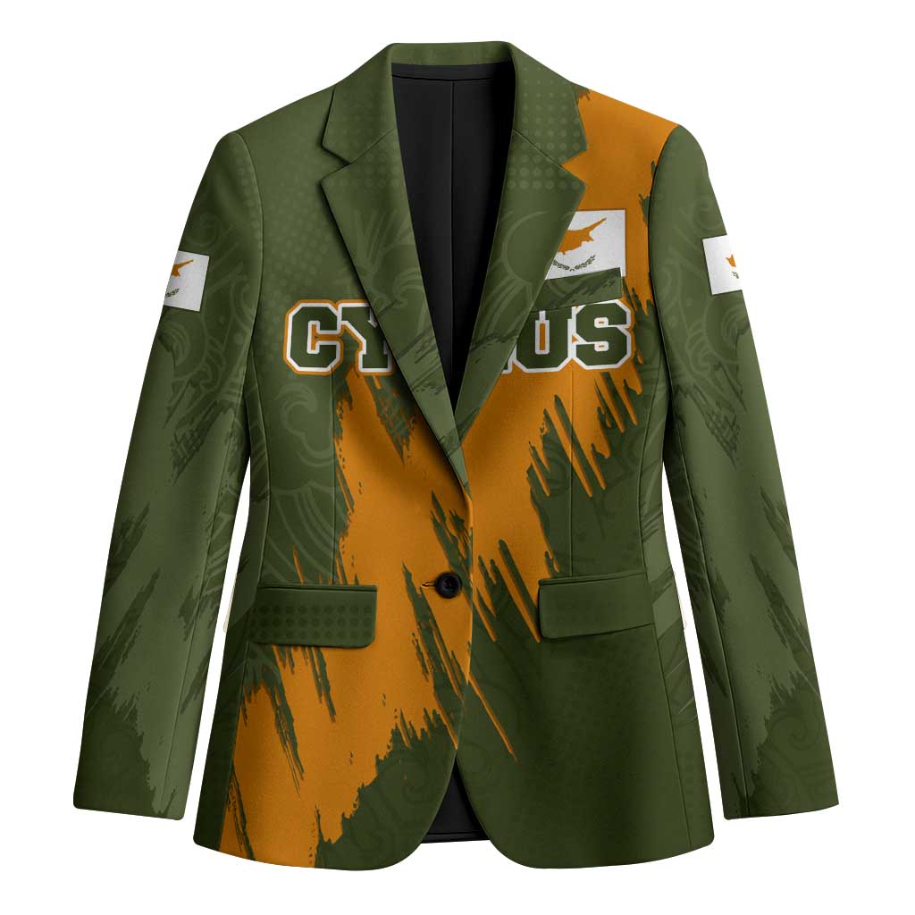 Cyprus Blazer with Green Orange Brushstroke Design and National Emblem - Wonder Print Shop