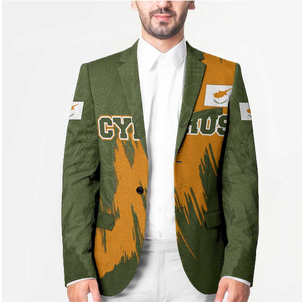 Cyprus Blazer with Green Orange Brushstroke Design and National Emblem - Wonder Print Shop