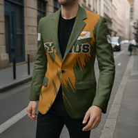 Cyprus Blazer with Green Orange Brushstroke Design and National Emblem - Wonder Print Shop