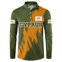 Cyprus Button Sweatshirt with Green Orange Brushstroke Design and National Emblem - Wonder Print Shop