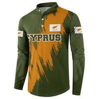 Cyprus Button Sweatshirt with Green Orange Brushstroke Design and National Emblem - Wonder Print Shop