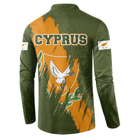 Cyprus Button Sweatshirt with Green Orange Brushstroke Design and National Emblem - Wonder Print Shop