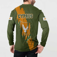 Cyprus Button Sweatshirt with Green Orange Brushstroke Design and National Emblem - Wonder Print Shop