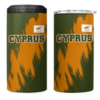 Cyprus 4 in 1 Can Cooler Tumbler with Green Orange Brushstroke Design and National Emblem - Wonder Print Shop
