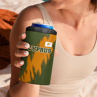 Cyprus 4 in 1 Can Cooler Tumbler with Green Orange Brushstroke Design and National Emblem - Wonder Print Shop