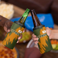 Cyprus 4 in 1 Can Cooler Tumbler with Green Orange Brushstroke Design and National Emblem - Wonder Print Shop