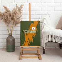 Cyprus Canvas Wall Art with Green Orange Brushstroke Design and National Emblem - Wonder Print Shop