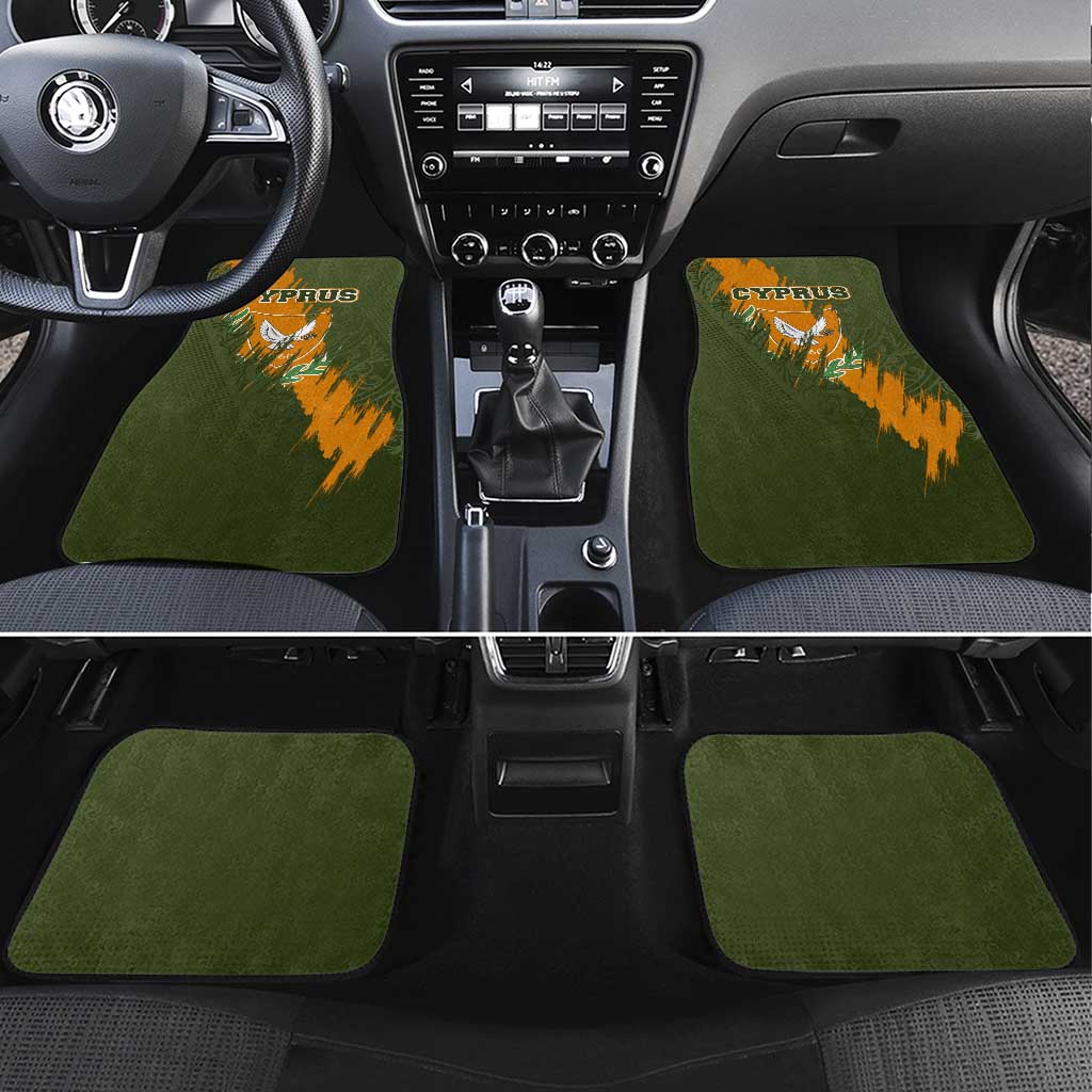 Cyprus Car Mats with Green Orange Brushstroke Design and National Emblem - Wonder Print Shop