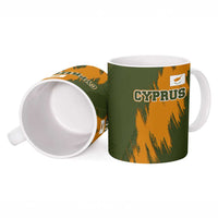 Cyprus Ceramic Mug with Green Orange Brushstroke Design and National Emblem - Wonder Print Shop