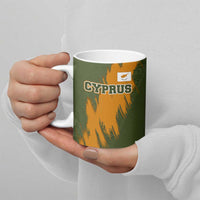 Cyprus Ceramic Mug with Green Orange Brushstroke Design and National Emblem - Wonder Print Shop