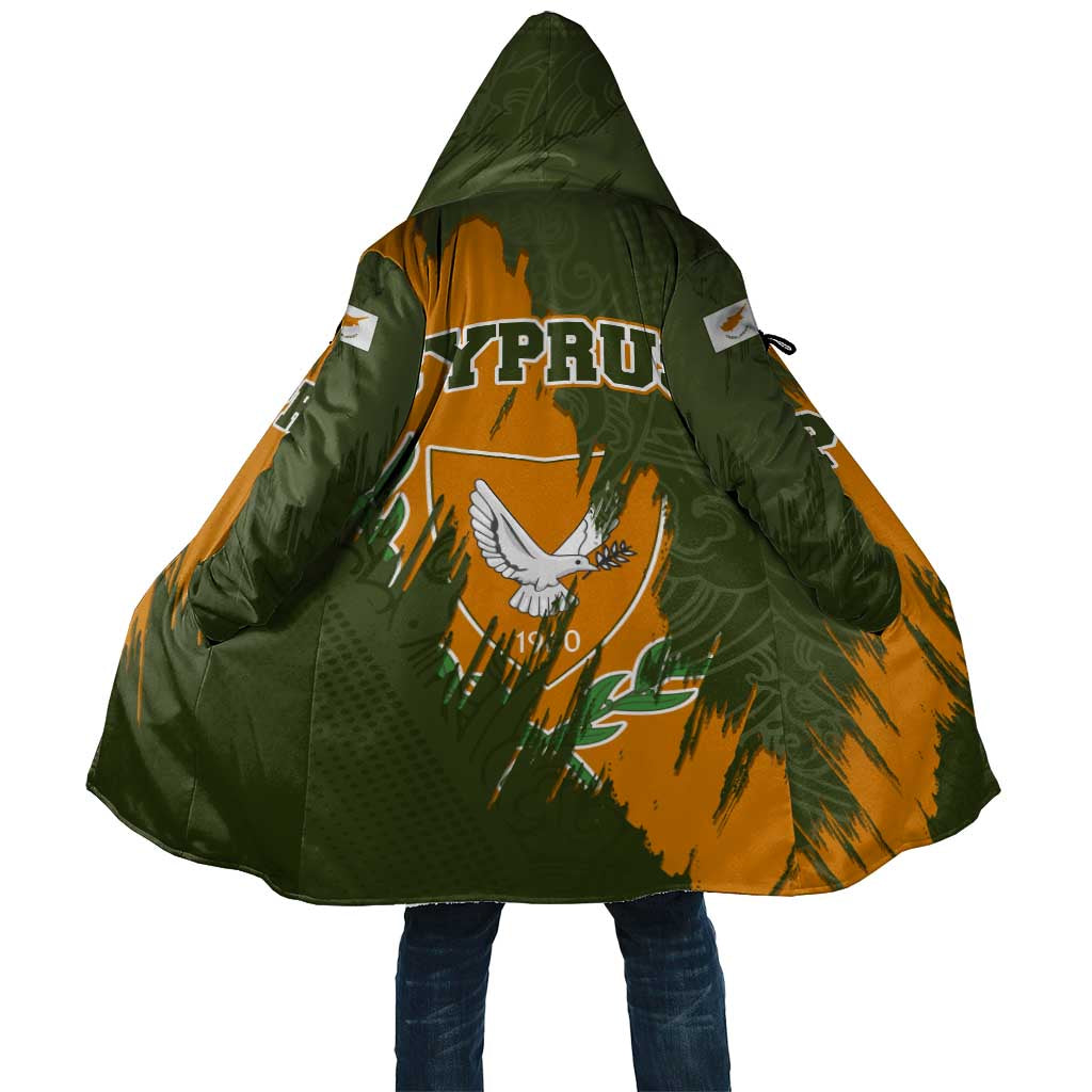 Cyprus Cloak with Green Orange Brushstroke Design and National Emblem - Wonder Print Shop