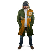 Cyprus Cloak with Green Orange Brushstroke Design and National Emblem - Wonder Print Shop