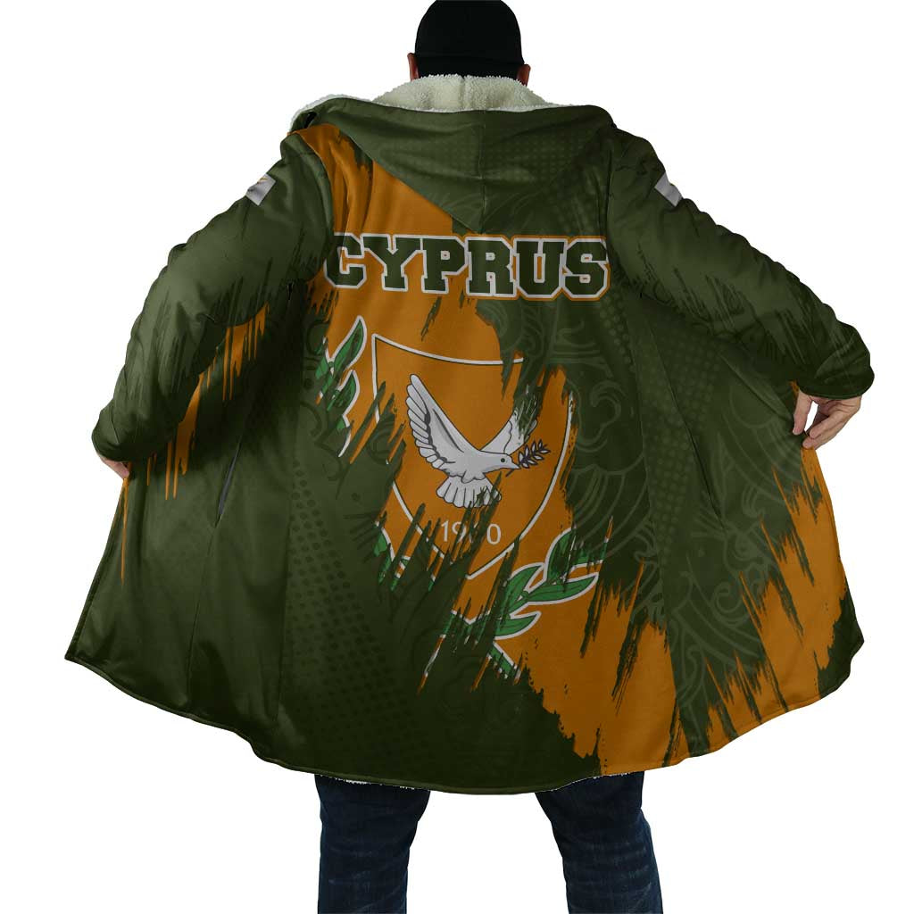 Cyprus Cloak with Green Orange Brushstroke Design and National Emblem - Wonder Print Shop