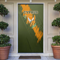 Cyprus Door Cover with Green Orange Brushstroke Design and National Emblem - Wonder Print Shop