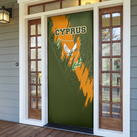 Cyprus Door Cover with Green Orange Brushstroke Design and National Emblem - Wonder Print Shop