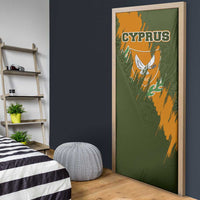 Cyprus Door Cover with Green Orange Brushstroke Design and National Emblem - Wonder Print Shop