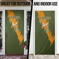 Cyprus Door Cover with Green Orange Brushstroke Design and National Emblem - Wonder Print Shop