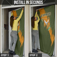 Cyprus Door Cover with Green Orange Brushstroke Design and National Emblem - Wonder Print Shop