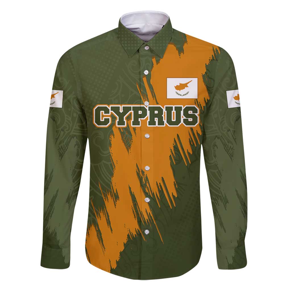 Cyprus Family Matching Puletasi and Hawaiian Shirt with Green Orange Brushstroke Design and National Emblem - Wonder Print Shop
