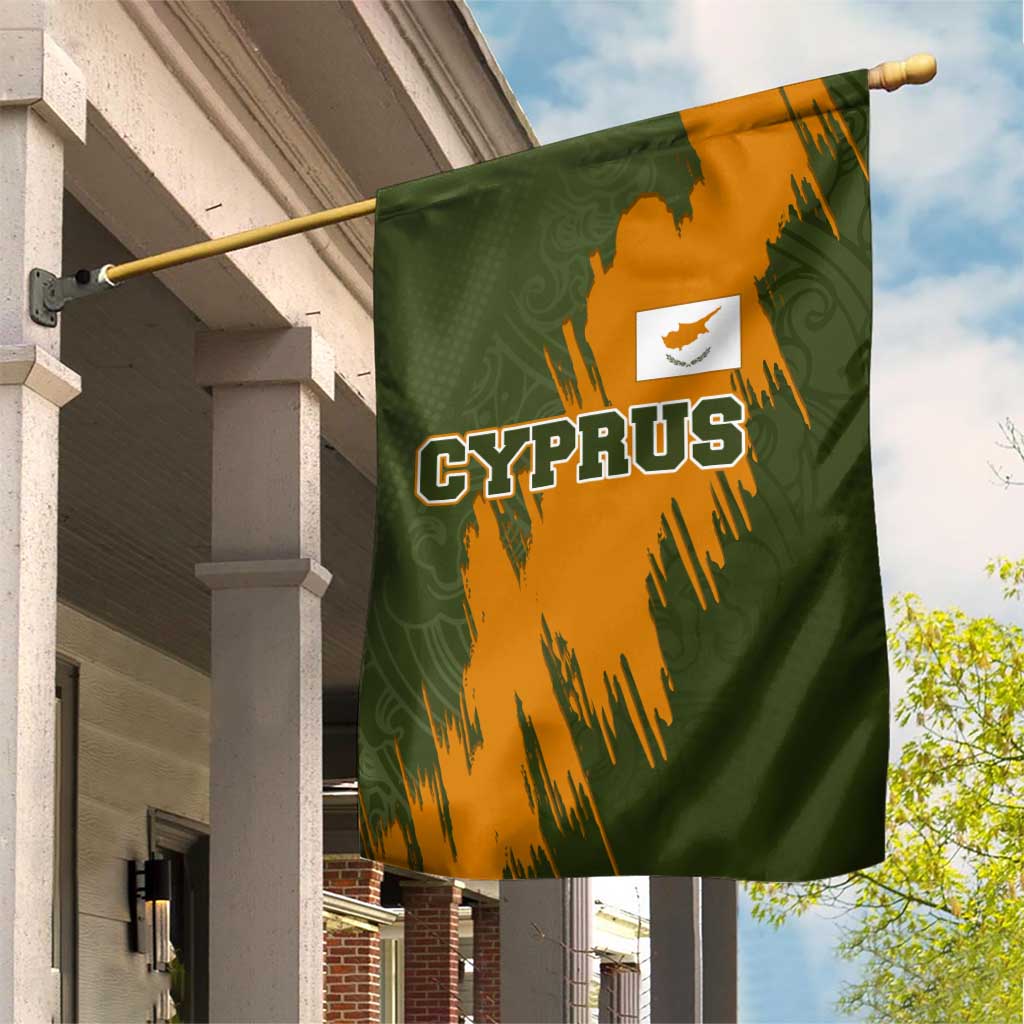 Cyprus Garden Flag with Green Orange Brushstroke Design and National Emblem - Wonder Print Shop