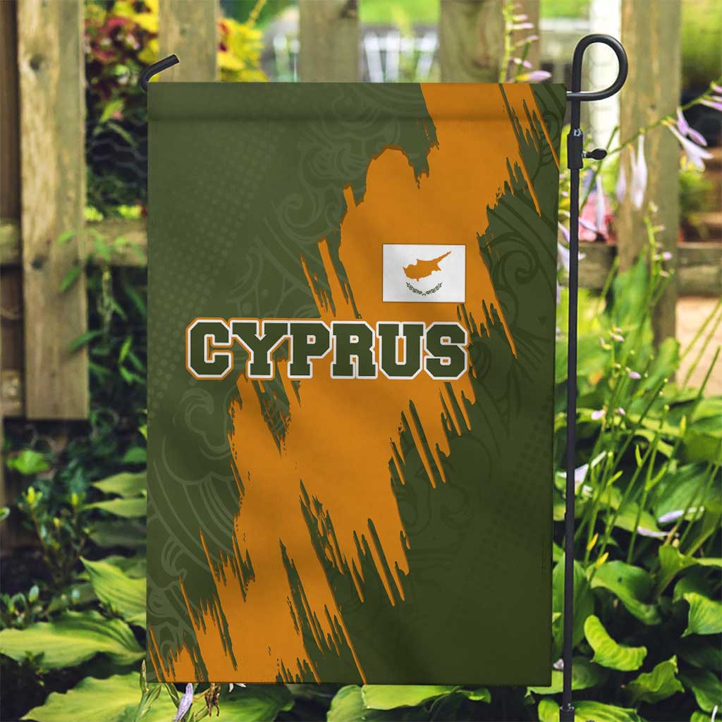 Cyprus Garden Flag with Green Orange Brushstroke Design and National Emblem - Wonder Print Shop