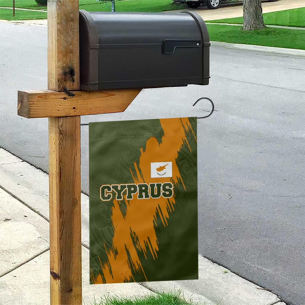Cyprus Garden Flag with Green Orange Brushstroke Design and National Emblem - Wonder Print Shop
