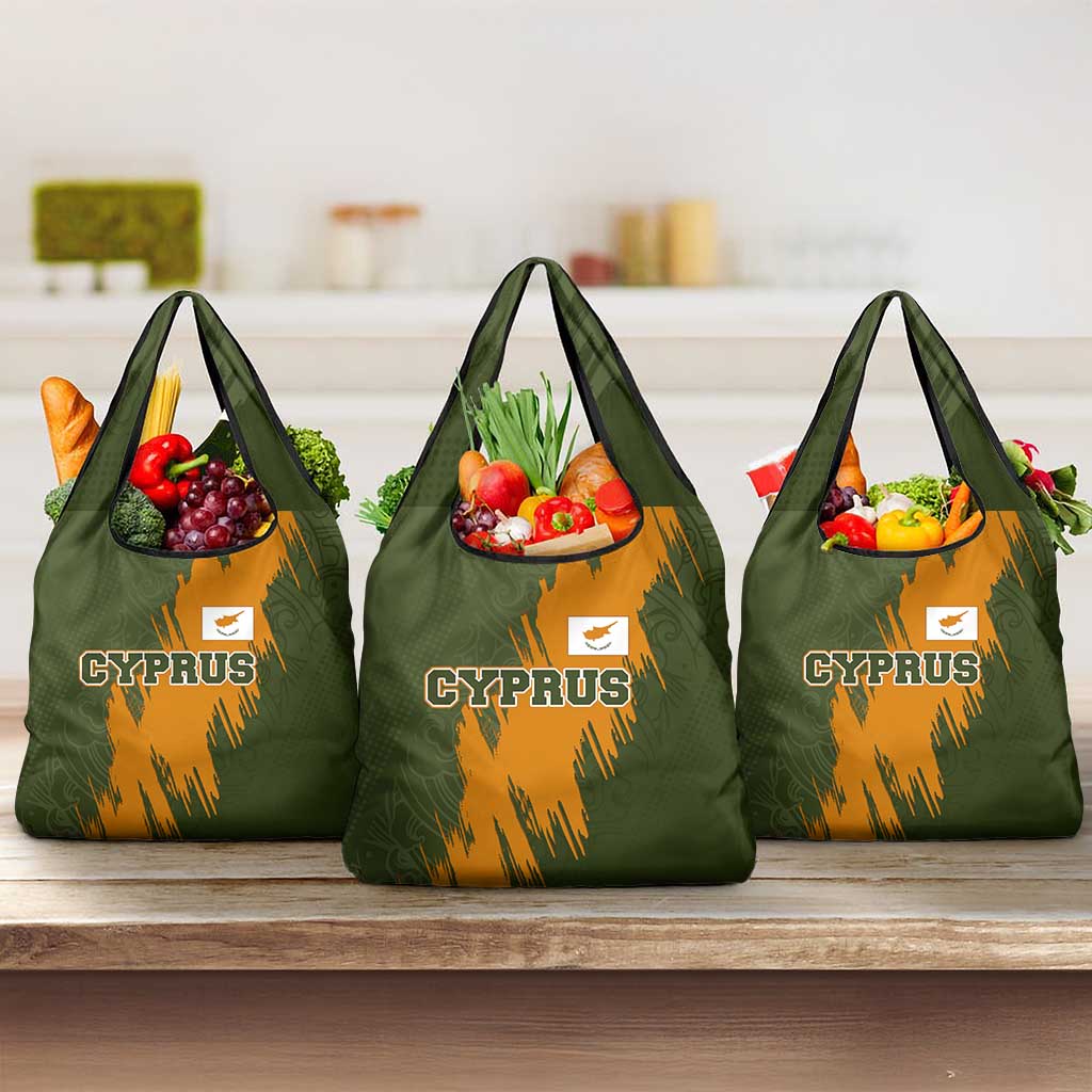 Cyprus Grocery Bag with Green Orange Brushstroke Design and National Emblem - Wonder Print Shop