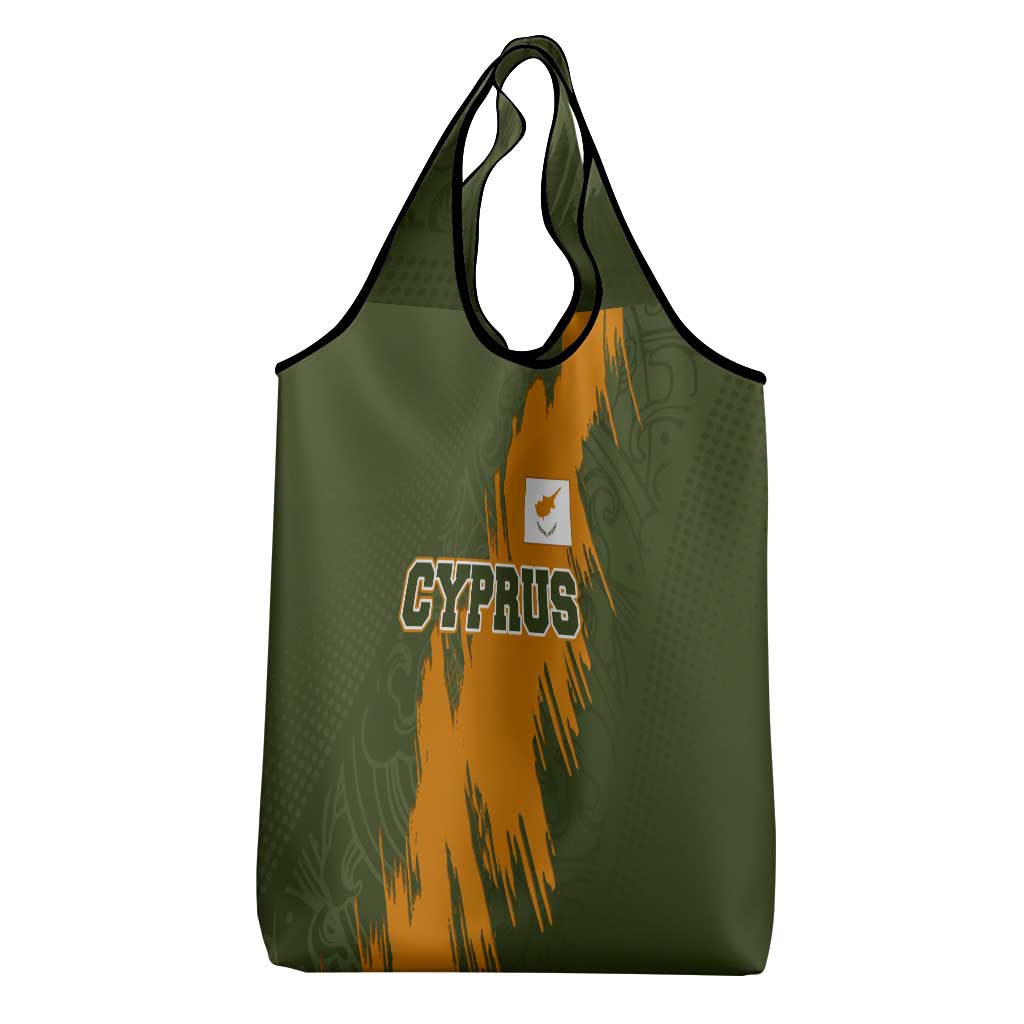 Cyprus Grocery Bag with Green Orange Brushstroke Design and National Emblem - Wonder Print Shop