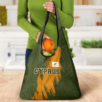 Cyprus Grocery Bag with Green Orange Brushstroke Design and National Emblem - Wonder Print Shop