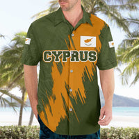 Cyprus Hawaiian Shirt with Green Orange Brushstroke Design and National Emblem - Wonder Print Shop