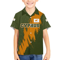 Cyprus Hawaiian Shirt with Green Orange Brushstroke Design and National Emblem - Wonder Print Shop