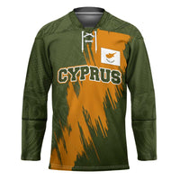Cyprus Hockey Jersey with Green Orange Brushstroke Design and National Emblem - Wonder Print Shop