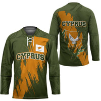 Cyprus Hockey Jersey with Green Orange Brushstroke Design and National Emblem - Wonder Print Shop