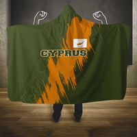Cyprus Hooded Blanket with Green Orange Brushstroke Design and National Emblem - Wonder Print Shop