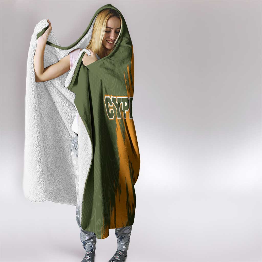 Cyprus Hooded Blanket with Green Orange Brushstroke Design and National Emblem - Wonder Print Shop