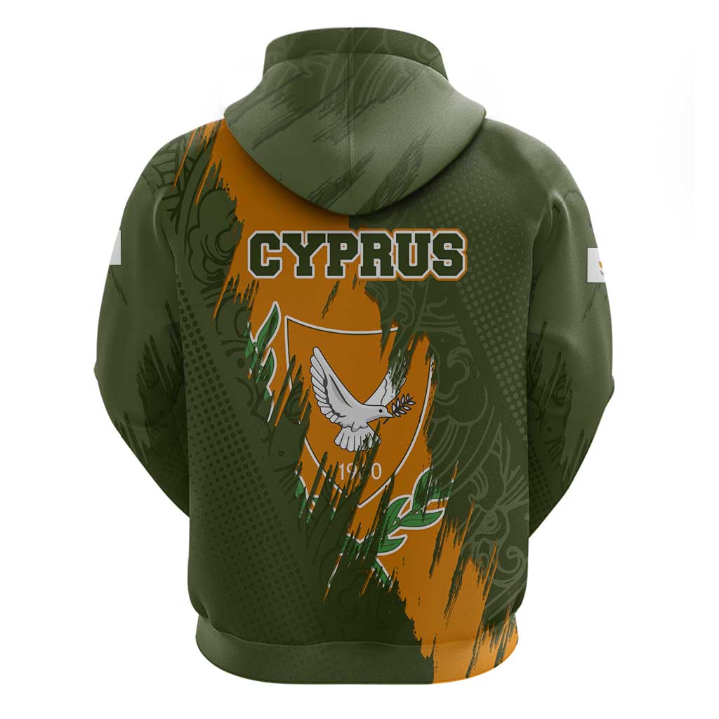 Cyprus Hoodie with Green Orange Brushstroke Design and National Emblem - Wonder Print Shop