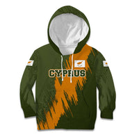 Cyprus Kid Hoodie with Green Orange Brushstroke Design and National Emblem - Wonder Print Shop