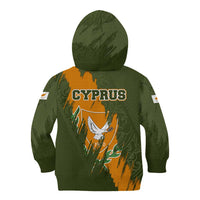 Cyprus Kid Hoodie with Green Orange Brushstroke Design and National Emblem - Wonder Print Shop
