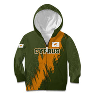 Cyprus Kid Hoodie with Green Orange Brushstroke Design and National Emblem - Wonder Print Shop