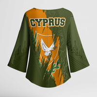 Cyprus Kimono Sleeve Blouse with Green Orange Brushstroke Design and National Emblem - Wonder Print Shop